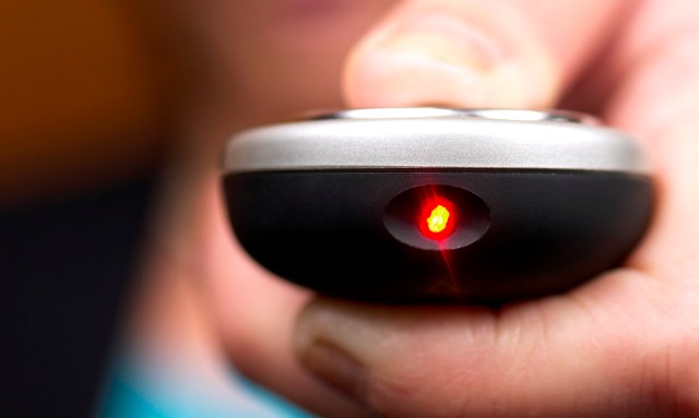 Hand using a remote control